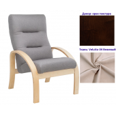 Кресло для отдыха Неаполь Модель 6 (Орех текстура/Ткань бежевый Velutto 04)