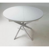 Стол обеденный раздвижной пластик Арчи (Белый матовый 016/Опоры белые)