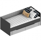 Кровать Вита 0.8 с ящиками (Темно-серый/Силк маус серый)