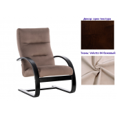 Кресло для отдыха Неаполь Модель 4 (Орех текстура/Ткань бежевый Velutto 04)