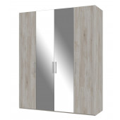Шкаф Скания комбинированный 4-х дверный с полками и зеркалом (Баттл рок)