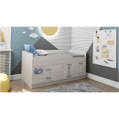 Кровать с комодом и шкафом Каприз-17 (Анкор белый/Морская тема)