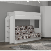 Кровать Колибри с диваном (Белый/Буквы 2)