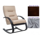 Кресло-качалка Неаполь Модель 13 (Орех текстура/Ткань серый Velutto 52)
