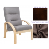Кресло для отдыха Неаполь Модель 6 (Орех текстура/Ткань коричневый Velutto 23)
