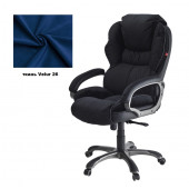 Кресло Рисмер (кожзам ECO-16 черный/ткань Velur 26 Синий)