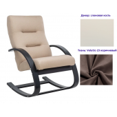 Кресло-качалка Неаполь Модель 13 (Слоновая кость/Ткань коричневый Velutto 23)