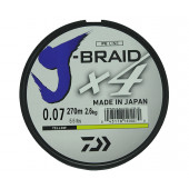 Леска плетеная DAIWA "J-Braid X4" 0,07мм 270 (желтая)