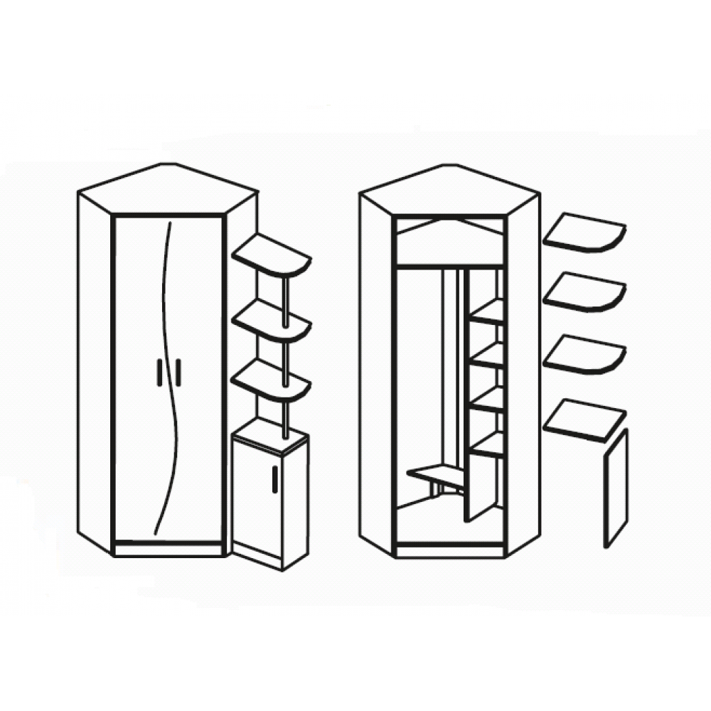 Шкаф uno угловой правый